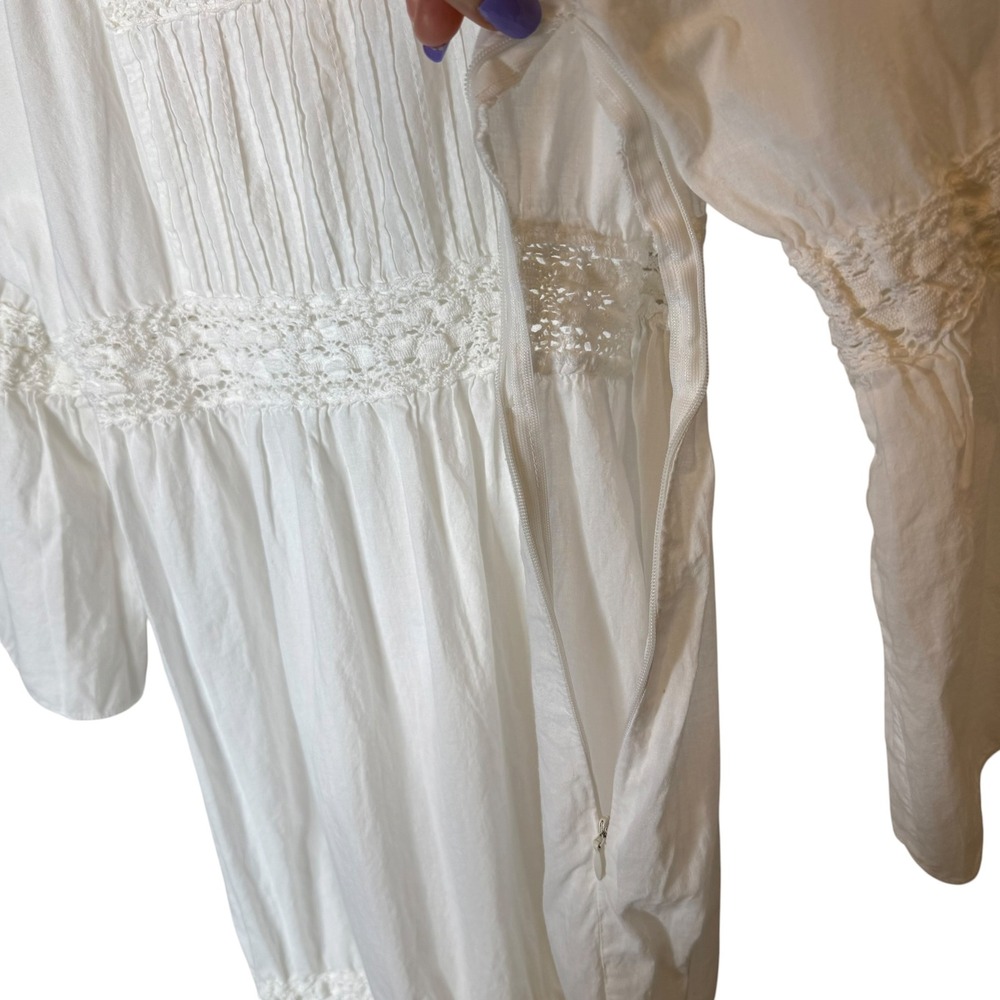 INC International Concepts Cotton Bell Sleeve White Dress Boho Cottagecore sz 12 - Picture 4 of 5